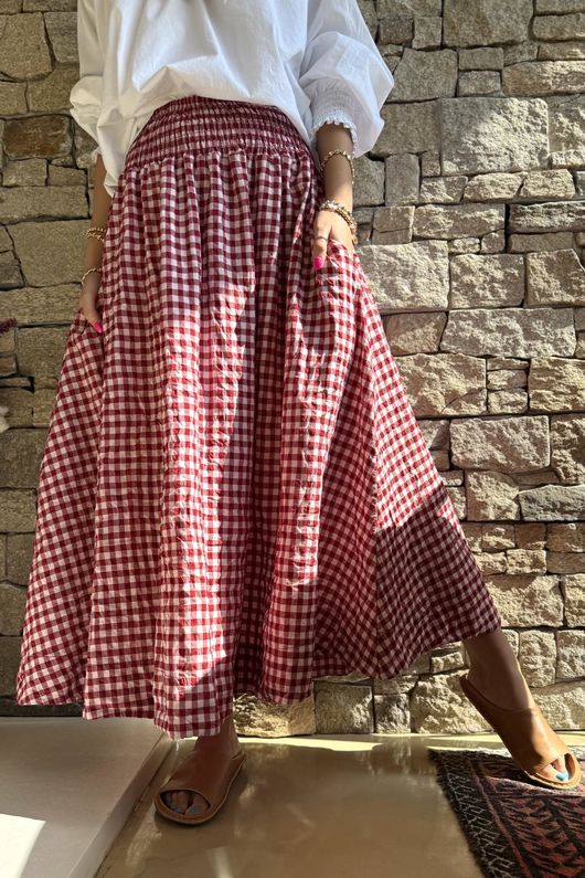 Nonni Gingham Ripley Skirt Sangria